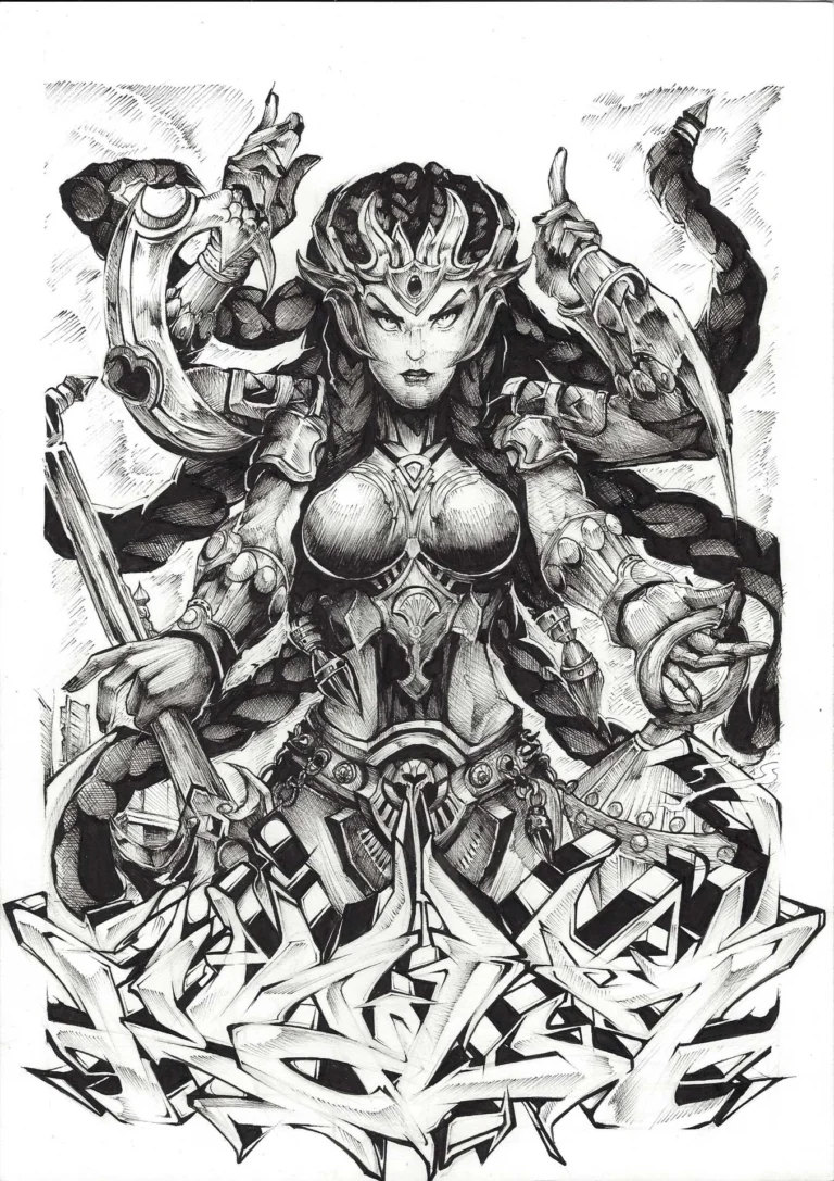 Ilustración estilo graffiti en blanco y negro hecha a medida