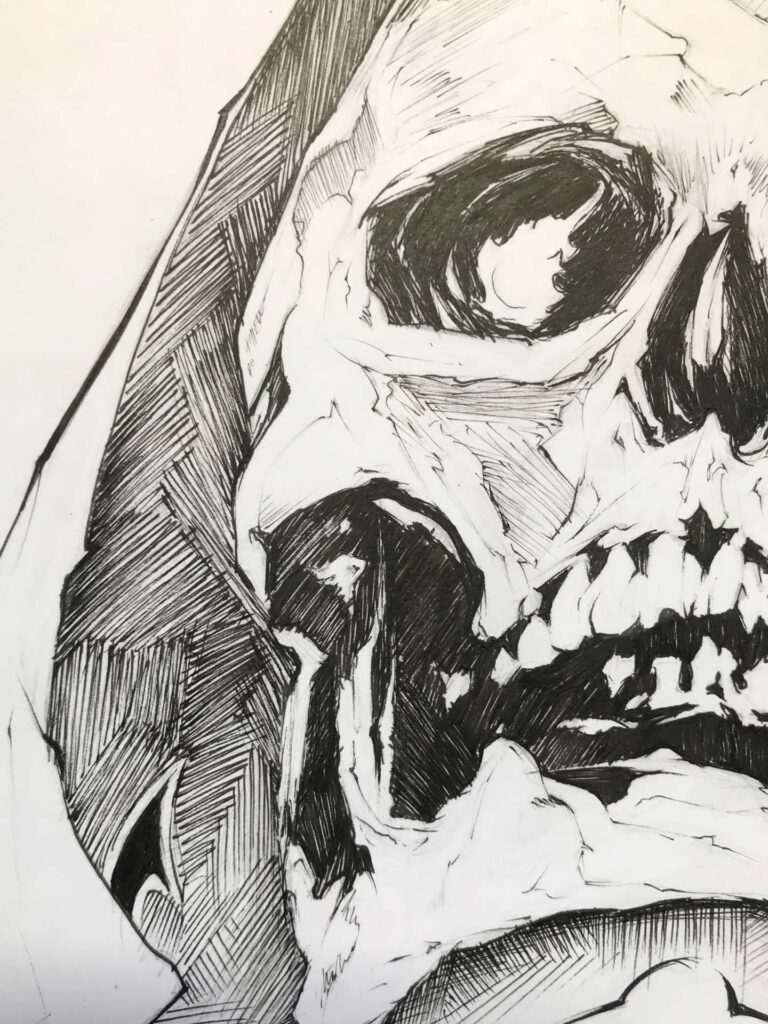 Ilustración graffiti personalizada en blanco y negro