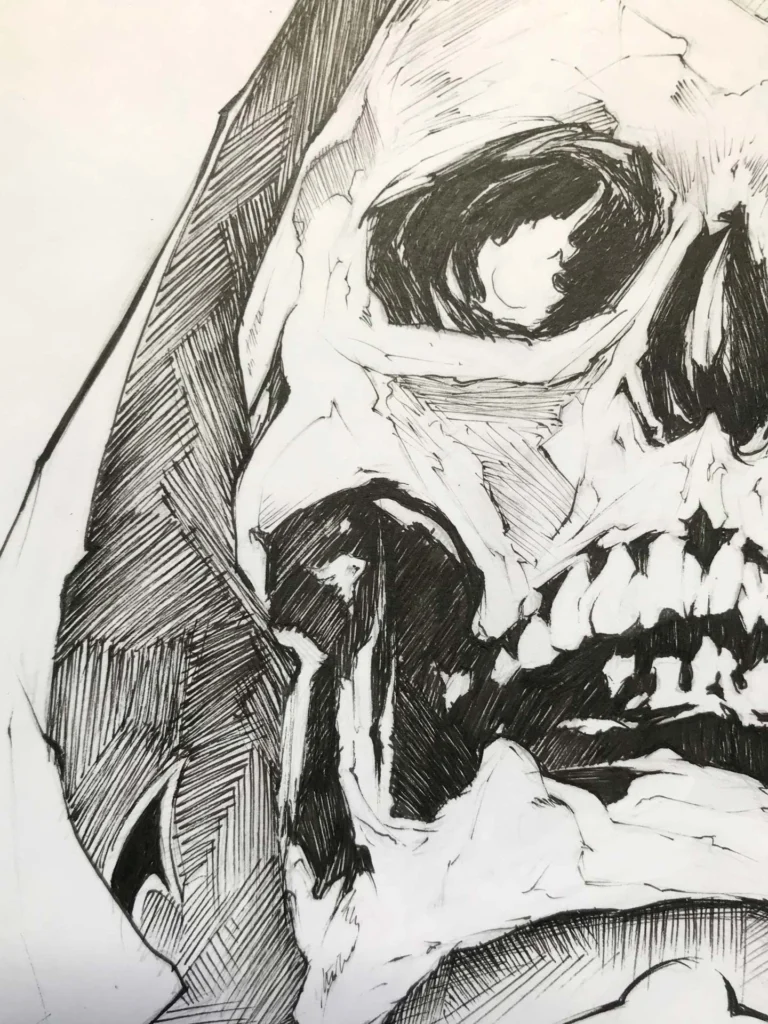 Ilustración graffiti personalizada en blanco y negro