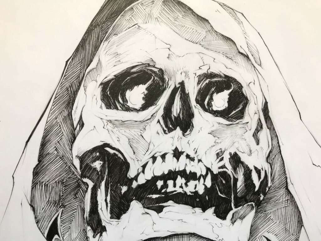 Ilustración graffiti personalizada en blanco y negro