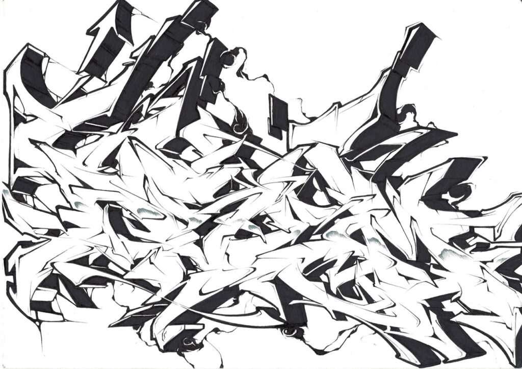 Letras graffiti con estilo urbano formando abecedario