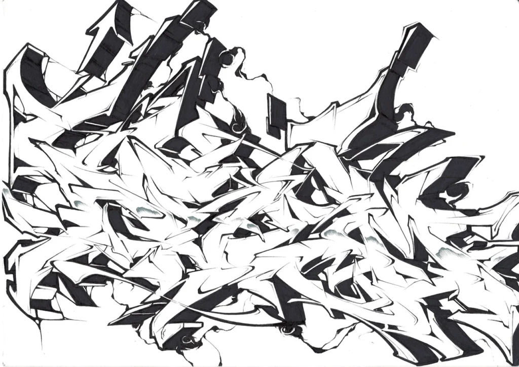 Letras graffiti con estilo urbano formando abecedario