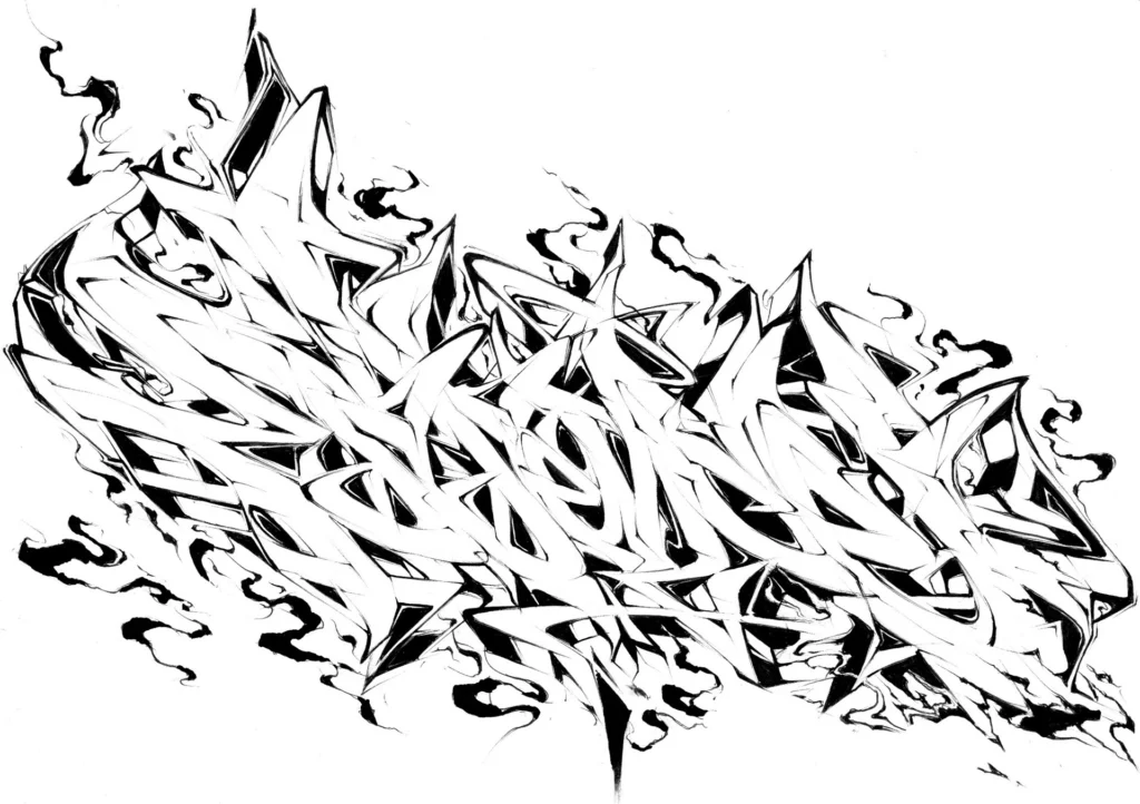 Letras graffiti con estilo urbano formando abecedario
