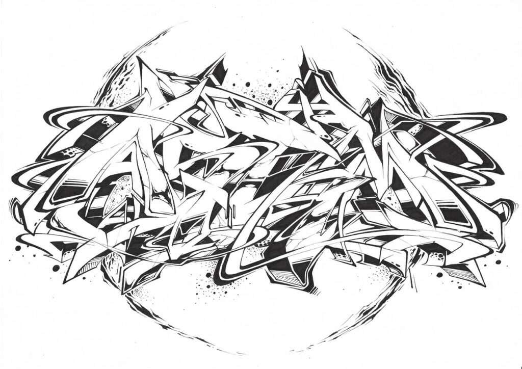Letras graffiti con estilo urbano formando abecedario