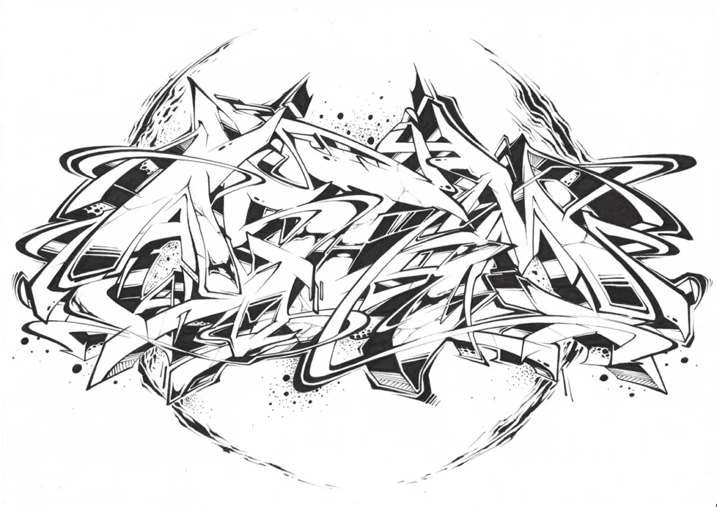 Letras graffiti con estilo urbano formando abecedario