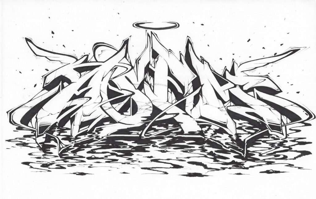 Letras graffiti con estilo urbano formando abecedario