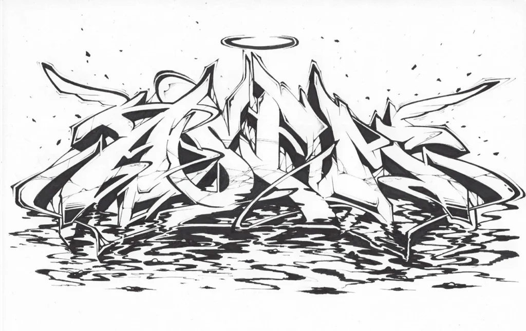 Letras graffiti con estilo urbano formando abecedario