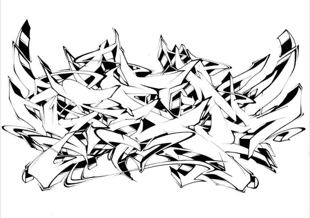 Letras graffiti con estilo urbano formando abecedario