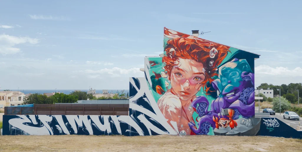 Obra Under the Sea del festival de arte urbano Efímurs, l'Ametlla de Mar