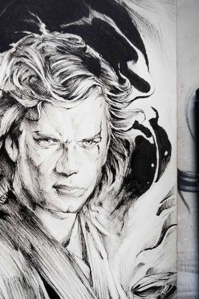 Dibujo personalizado de Darth Vader inspirado en Star Wars para fan de la saga