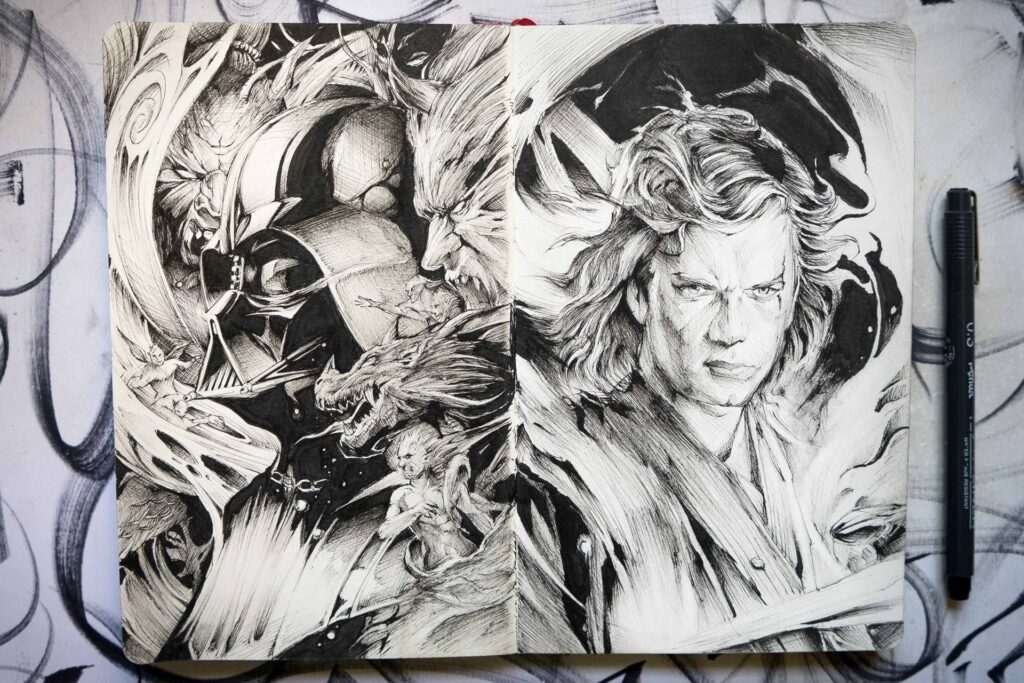 Retrato personalizado de Darth Vader inspirado en el universo Star Wars
