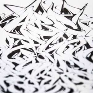 Abecedario graffiti blanco y negro "Brujería" de ASEM NAVARRO