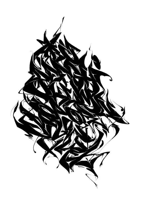 Abecedario graffiti negro "Nigromancia" con estilo místico de ASEM NAVARRO