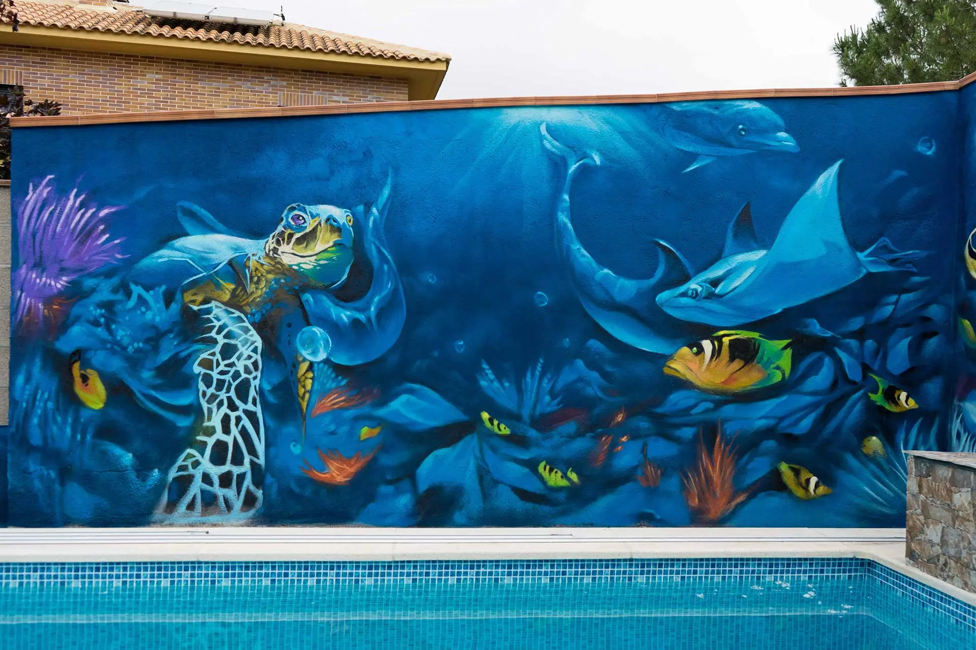 Mural resistente a la humedad para la zona de piscina