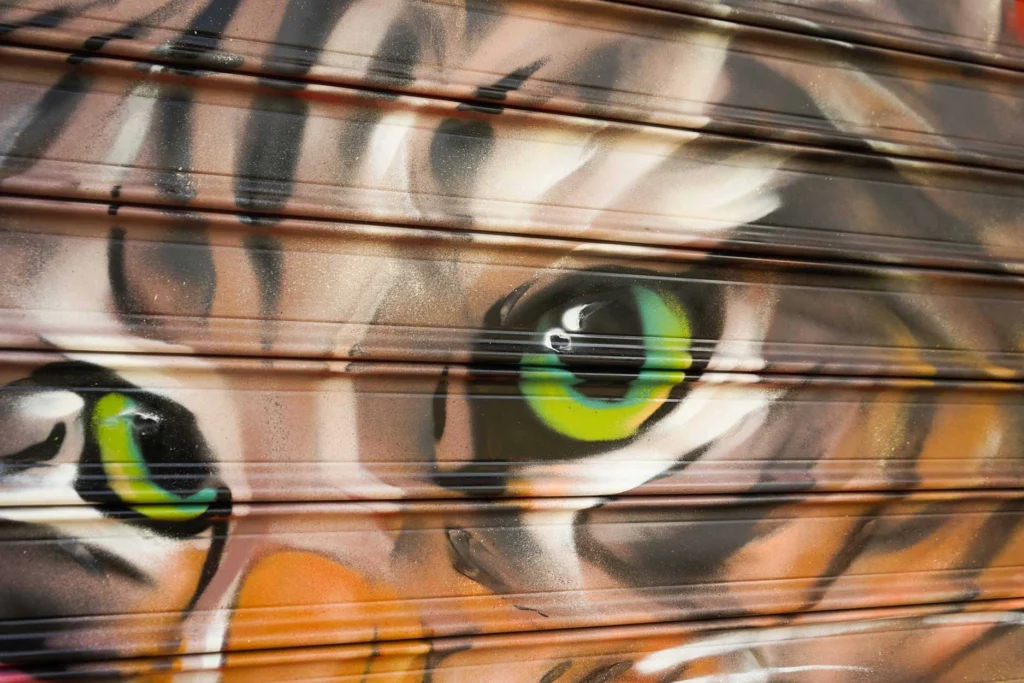 Graffiti con perro y gato en bañera para tienda veterinaria Mascota Total
