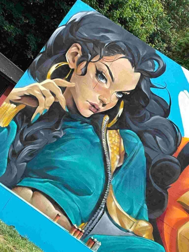 Mural graffiti de Yasmín (princesa de Disney)