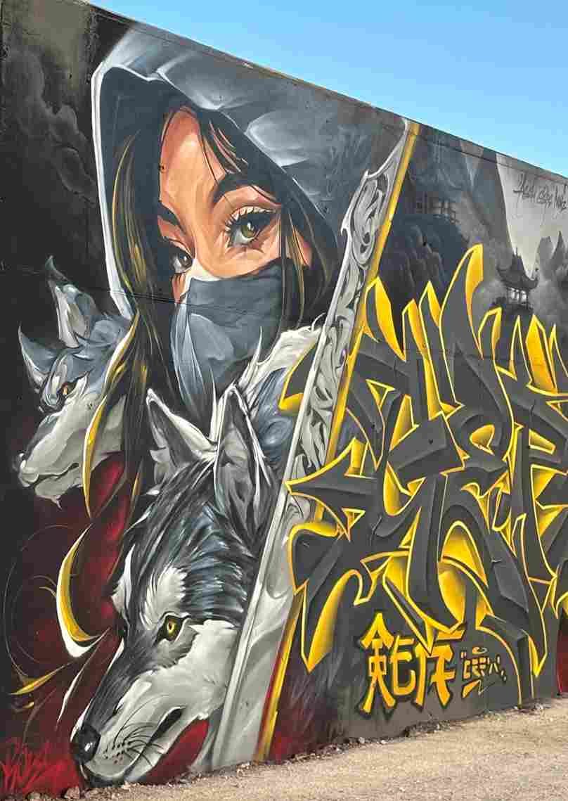 Mural graffiti en Murcia para el festival Fortuna Hip Hop Jam