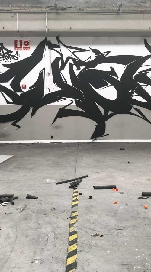 Mural wildstyle 3D plata en pared exterior