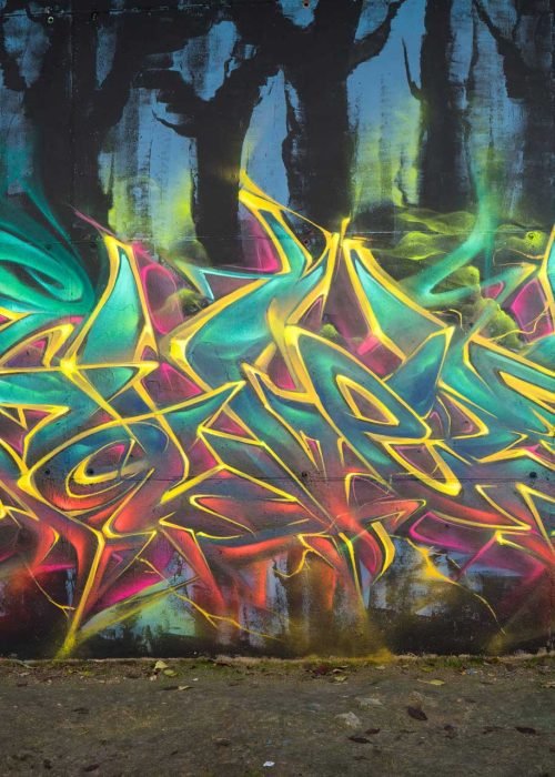 Graffiti 3D wildstyle dinámico con contraste