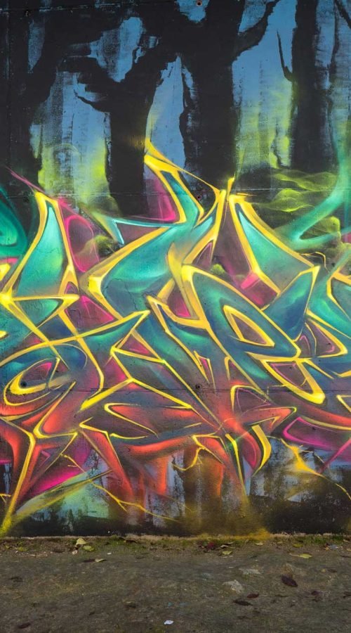 Graffiti 3D wildstyle dinámico con contraste