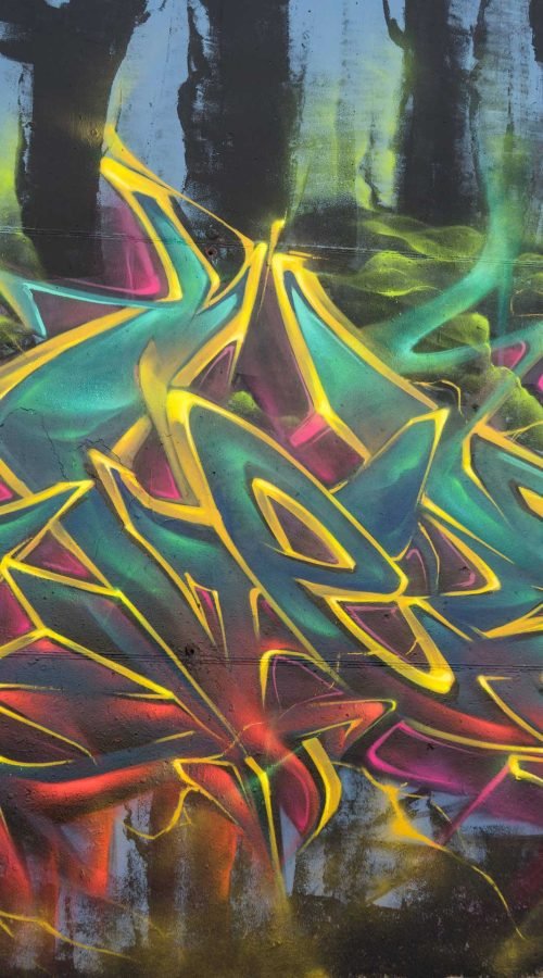 Graffiti 3D wildstyle dinámico con contraste