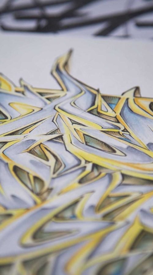 Abecedario graffiti artístico con letras estilizadas