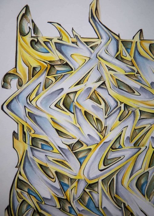 Abecedario graffiti artístico con letras estilizadas