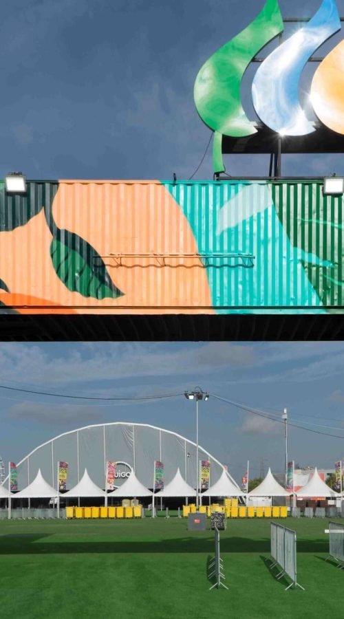 Mural artístico a gran escala para Iberdrola en la entrada del festival Mad Cool