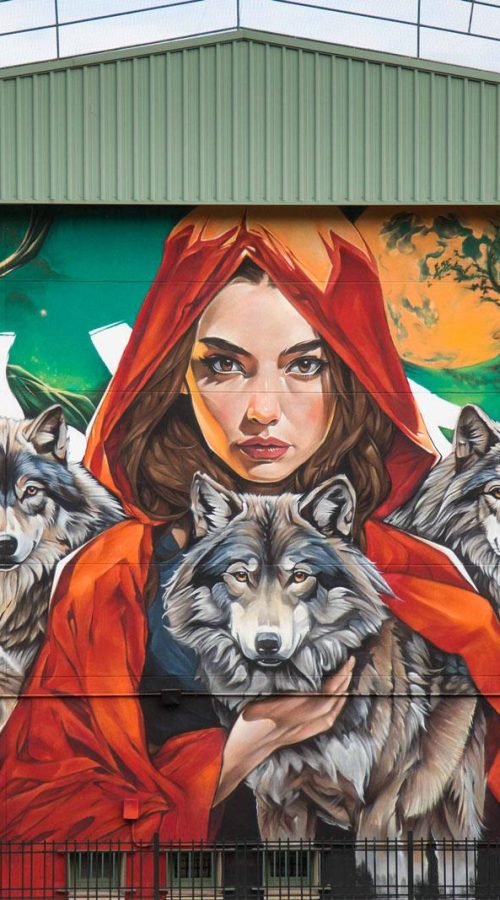 Vista general del mural para colegios en el Colegio Martínez Montañés de Madrid