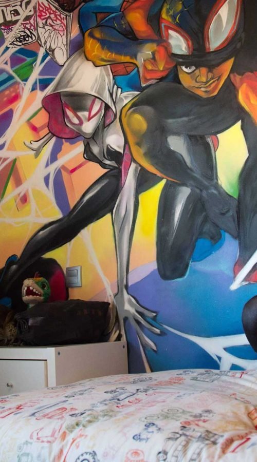 mural Graffiti Spiderman en habitación infantil