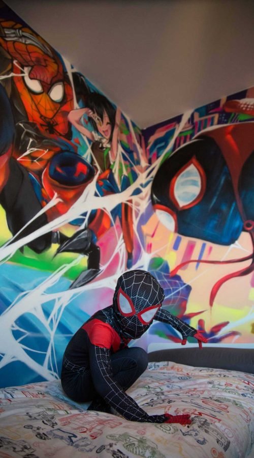 mural Graffiti Spiderman en habitación infantil