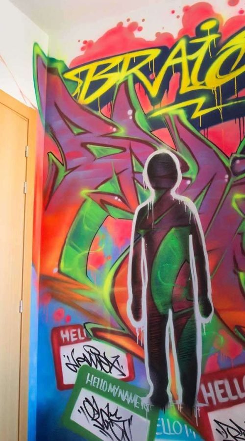 mural Graffiti Spiderman en habitación infantil