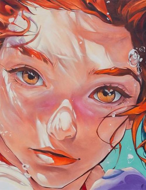 Graffiti de La Sirenita en fachada pública de L’Ametlla del Mar , Cataluña