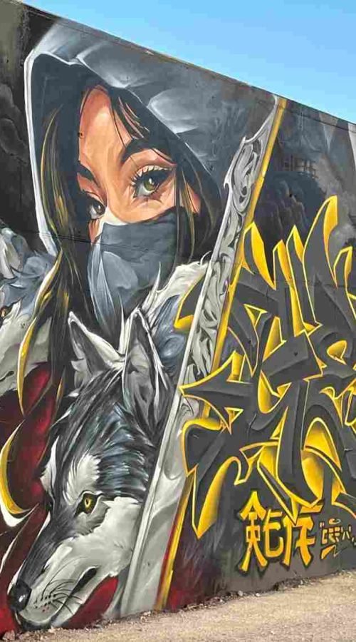 Mural graffiti en Murcia para el festival Fortuna Hip Hop Jam