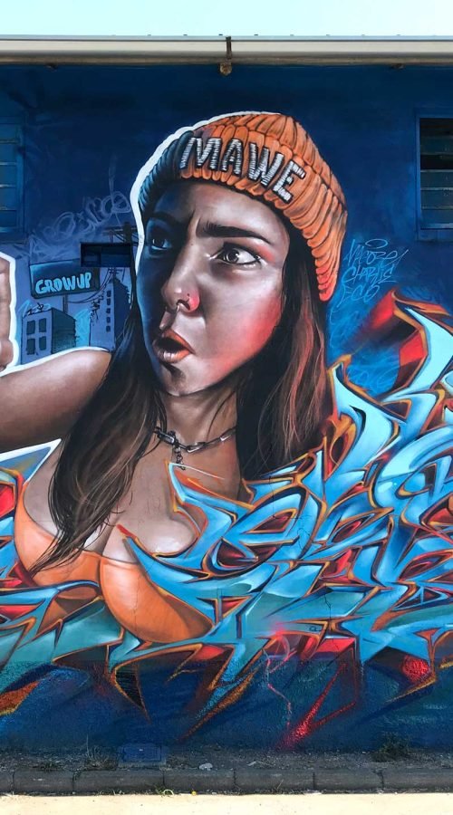 Graffiti urbano wildstyle en técnica 3D realista