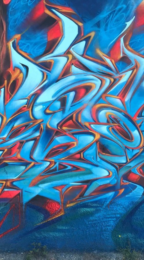 Graffiti urbano wildstyle en técnica 3D realista
