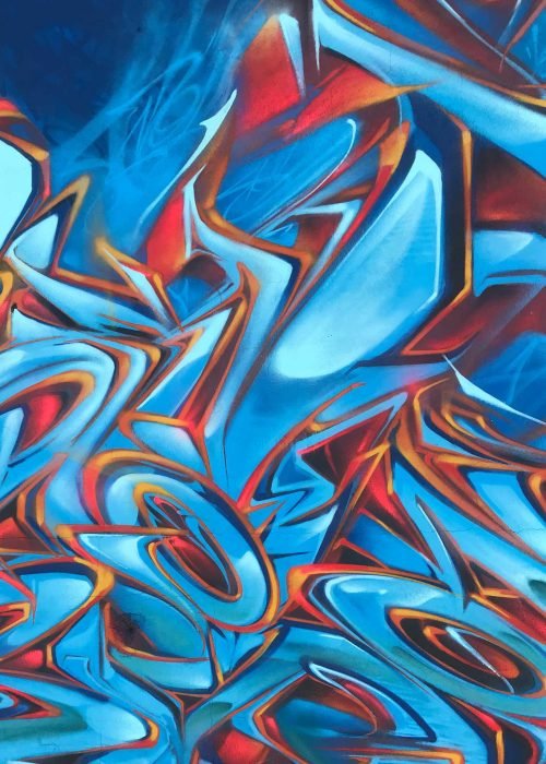 Graffiti urbano wildstyle en técnica 3D realista