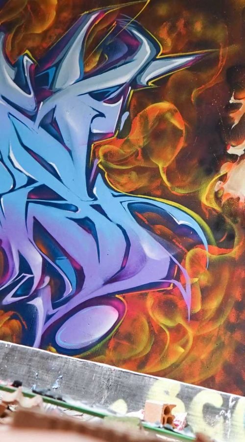 Mural de graffiti de Bob Esponja con estilo malvavisco y colores vibrantes para decorar con humor