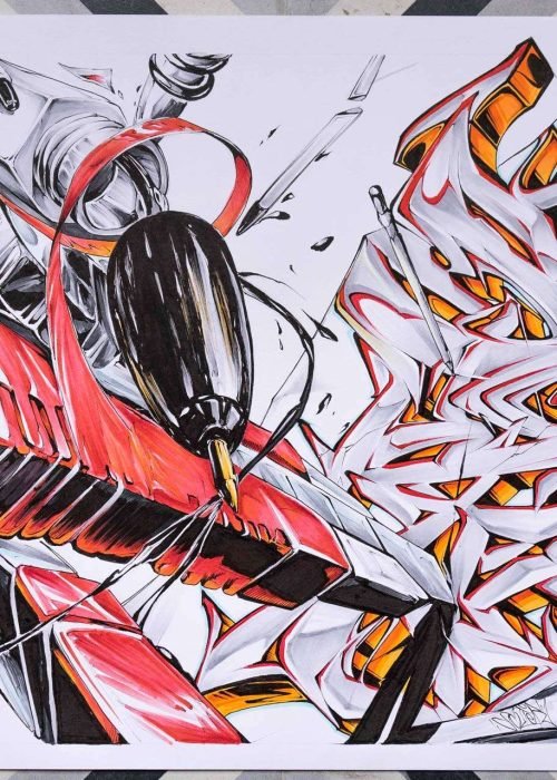 Mural de graffiti con todas las letras del alfabeto