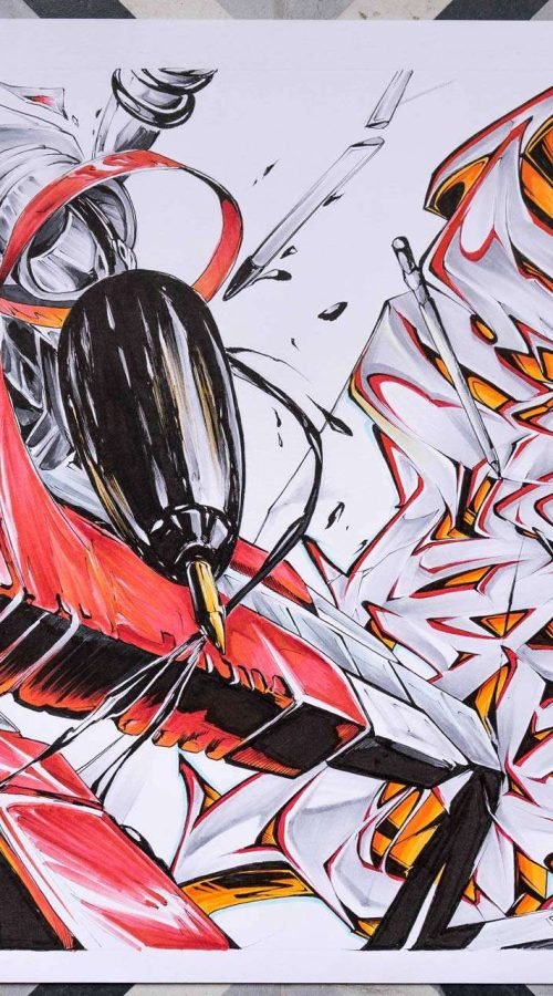 Mural de graffiti con todas las letras del alfabeto