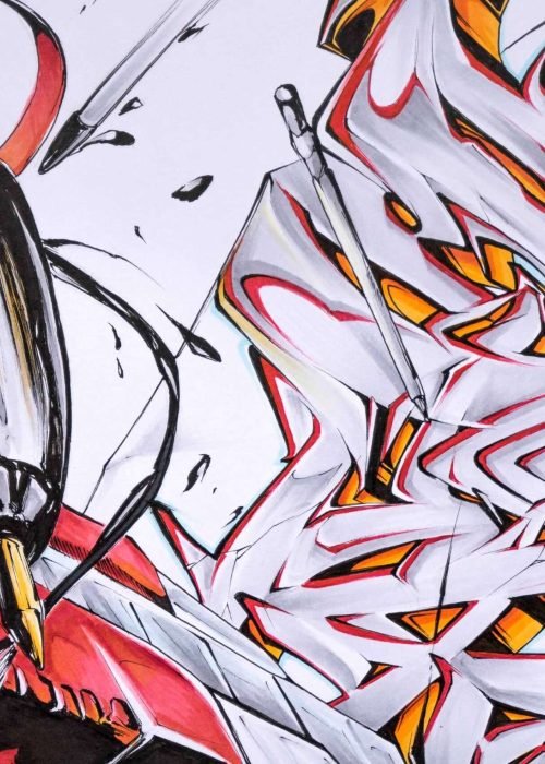 Mural de graffiti con todas las letras del alfabeto