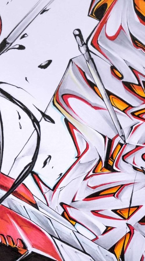 Mural de graffiti con todas las letras del alfabeto