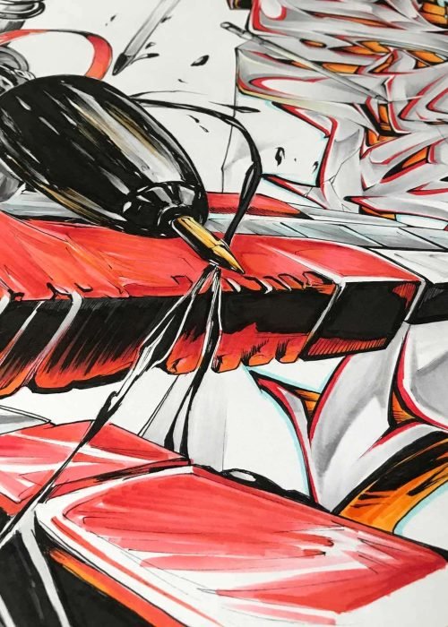 Mural de graffiti con todas las letras del alfabeto