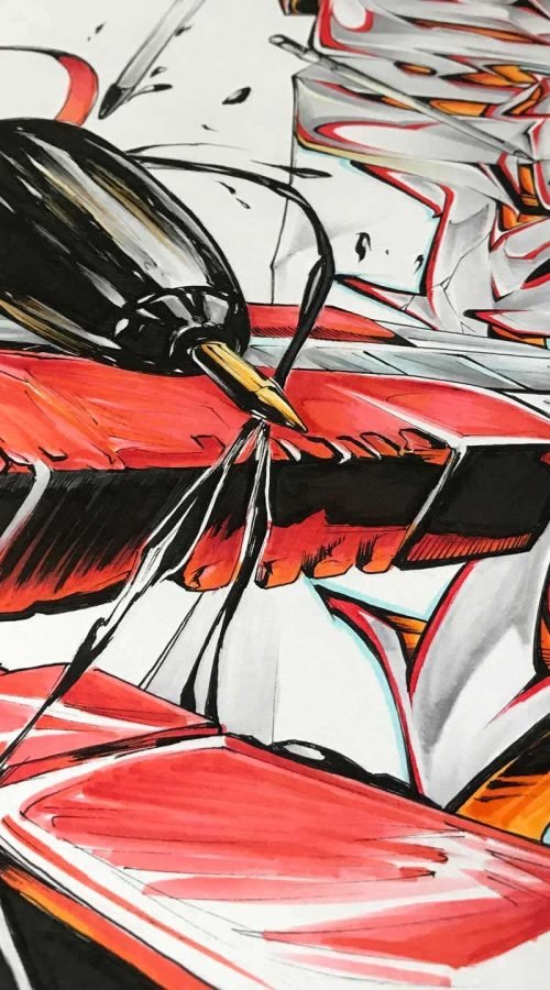 Mural de graffiti con todas las letras del alfabeto