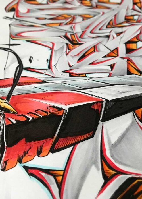 Mural de graffiti con todas las letras del alfabeto