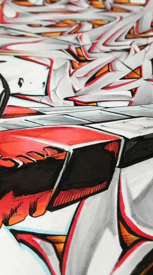 Mural de graffiti con todas las letras del alfabeto