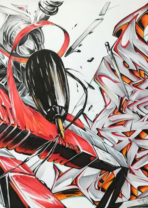 Mural de graffiti con todas las letras del alfabeto