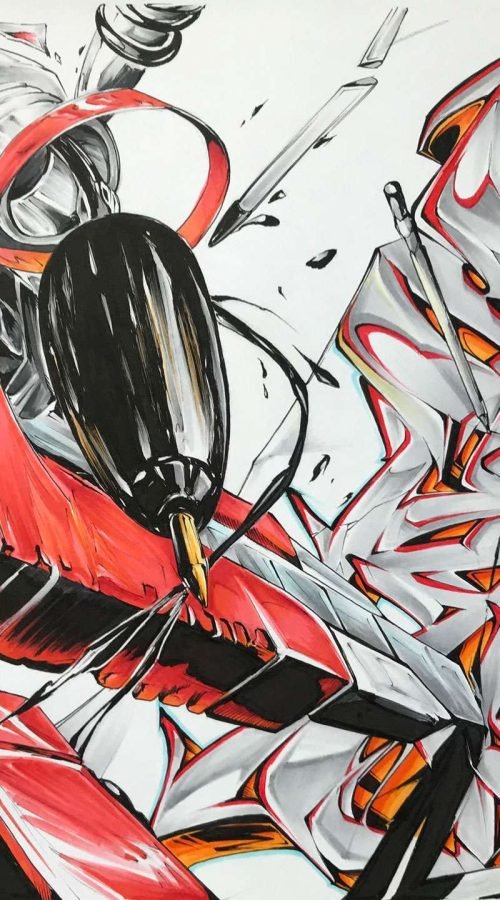 Mural de graffiti con todas las letras del alfabeto