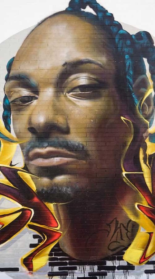 Mural de Snoop Dogg en el festival Hip Hop Street Vícar organizado por el Ayuntamiento