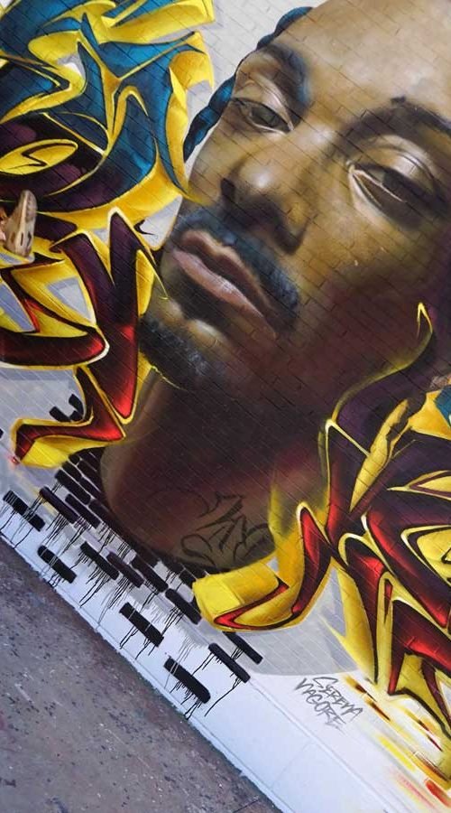 Mural de Snoop Dogg en el festival Hip Hop Street Vícar organizado por el Ayuntamiento